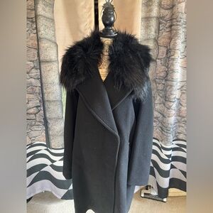 Michael Michael Kors Wool Blend Peacoat with removable faux fur collar